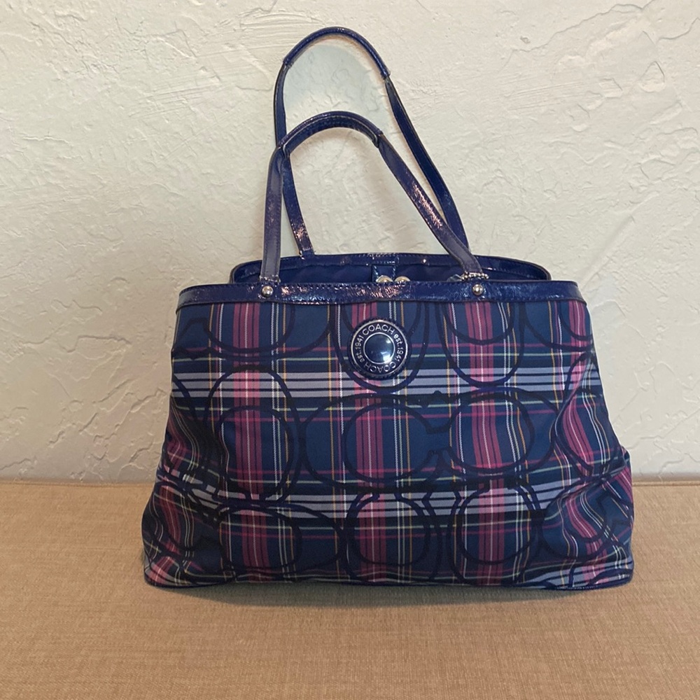 Purple and blue large Coach purse